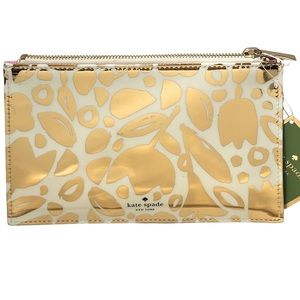 NWT Kate Spade Golden Floral Pouch